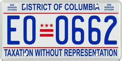 DC license plate EO0662