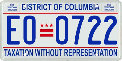 DC license plate EO0722