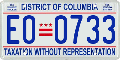 DC license plate EO0733