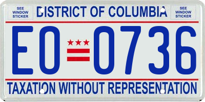 DC license plate EO0736