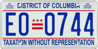 DC license plate EO0744