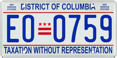 DC license plate EO0759