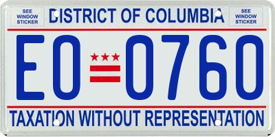 DC license plate EO0760