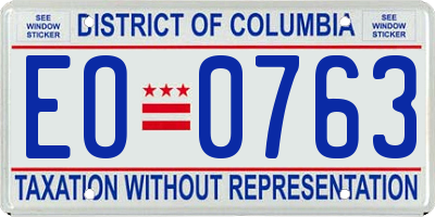 DC license plate EO0763