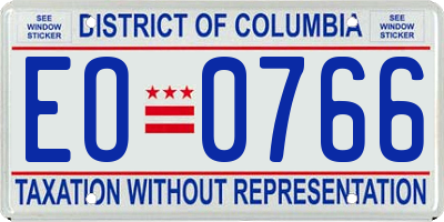 DC license plate EO0766