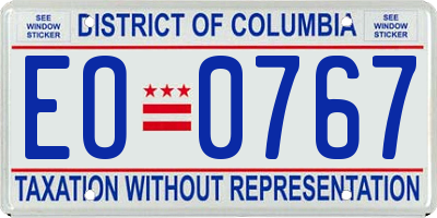 DC license plate EO0767