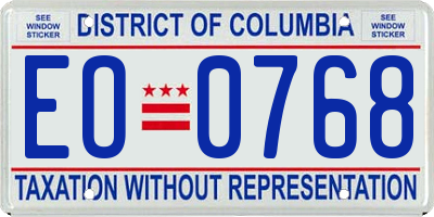 DC license plate EO0768