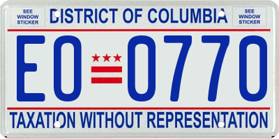 DC license plate EO0770