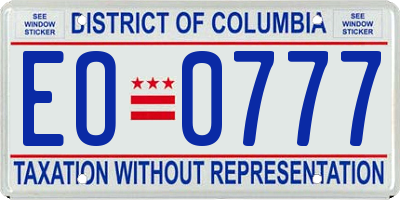 DC license plate EO0777