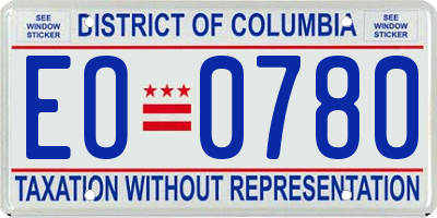 DC license plate EO0780