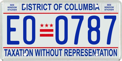 DC license plate EO0787