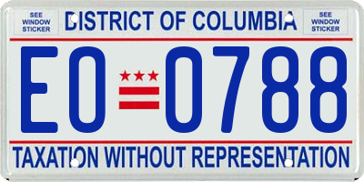 DC license plate EO0788