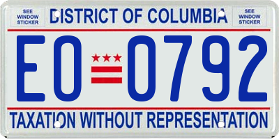 DC license plate EO0792