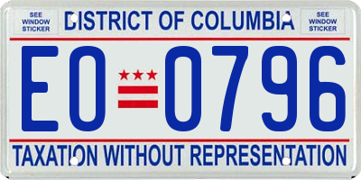 DC license plate EO0796