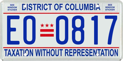 DC license plate EO0817