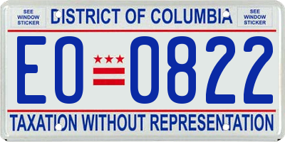 DC license plate EO0822