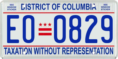 DC license plate EO0829