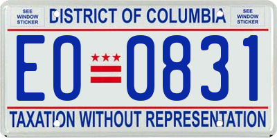 DC license plate EO0831
