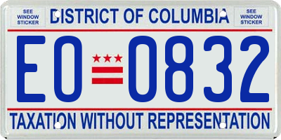 DC license plate EO0832