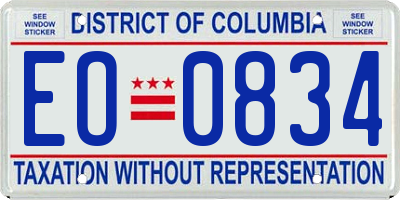 DC license plate EO0834