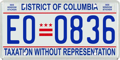 DC license plate EO0836