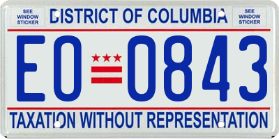 DC license plate EO0843