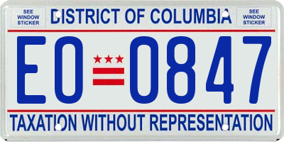 DC license plate EO0847