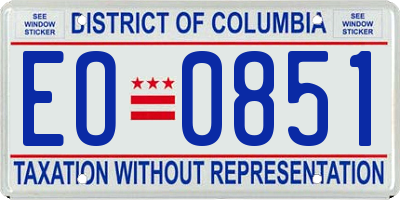 DC license plate EO0851