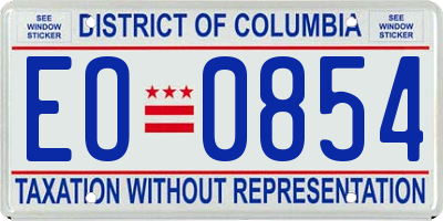 DC license plate EO0854