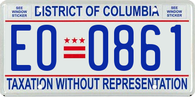DC license plate EO0861