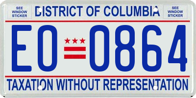 DC license plate EO0864