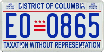 DC license plate EO0865