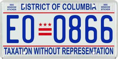 DC license plate EO0866