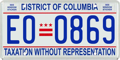 DC license plate EO0869