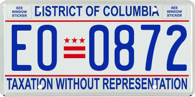 DC license plate EO0872