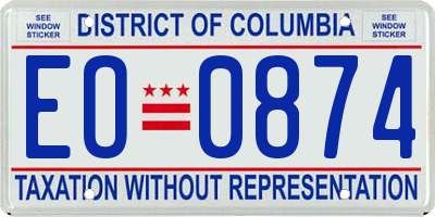 DC license plate EO0874