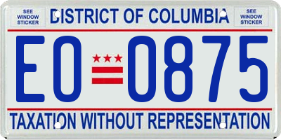 DC license plate EO0875