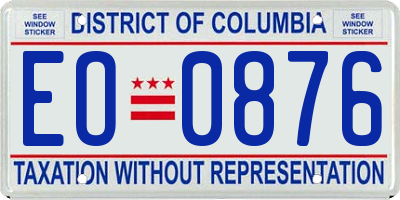 DC license plate EO0876
