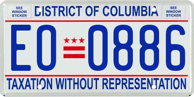 DC license plate EO0886