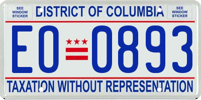 DC license plate EO0893