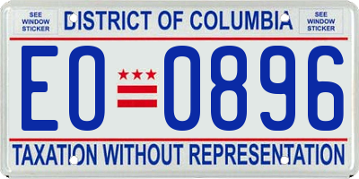 DC license plate EO0896