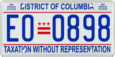 DC license plate EO0898