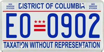 DC license plate EO0902