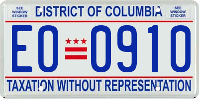 DC license plate EO0910