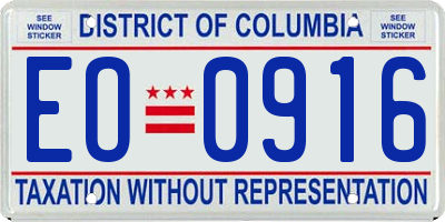 DC license plate EO0916