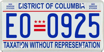 DC license plate EO0925