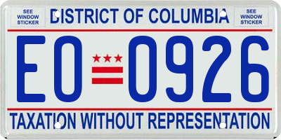 DC license plate EO0926
