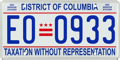 DC license plate EO0933