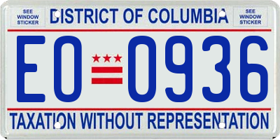 DC license plate EO0936