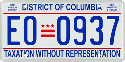 DC license plate EO0937
